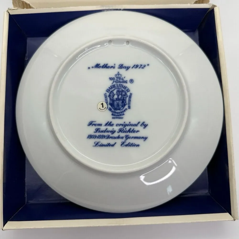 Mothers Day 1972 Muttertag Plate BAREUTHER Bavaria Germany 7.75